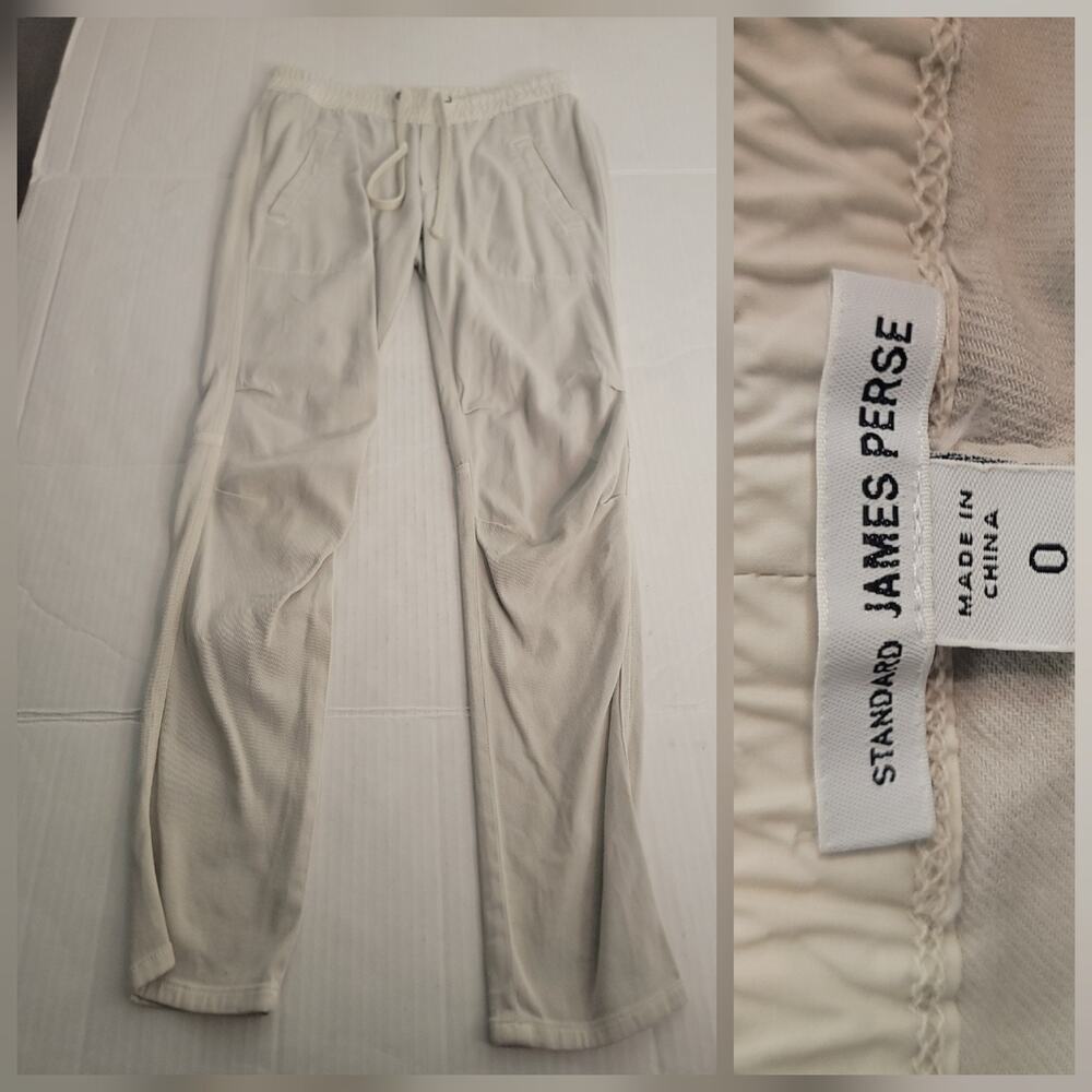 James Perse Standard Jogger Pants Sz 0 Drawstring Slim Casual Oatmeal